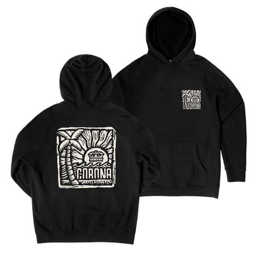 Woodblock Hoodie Black Hoodie Corona