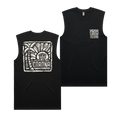 Woodblock Muscle Tee Black T-Shirt Corona