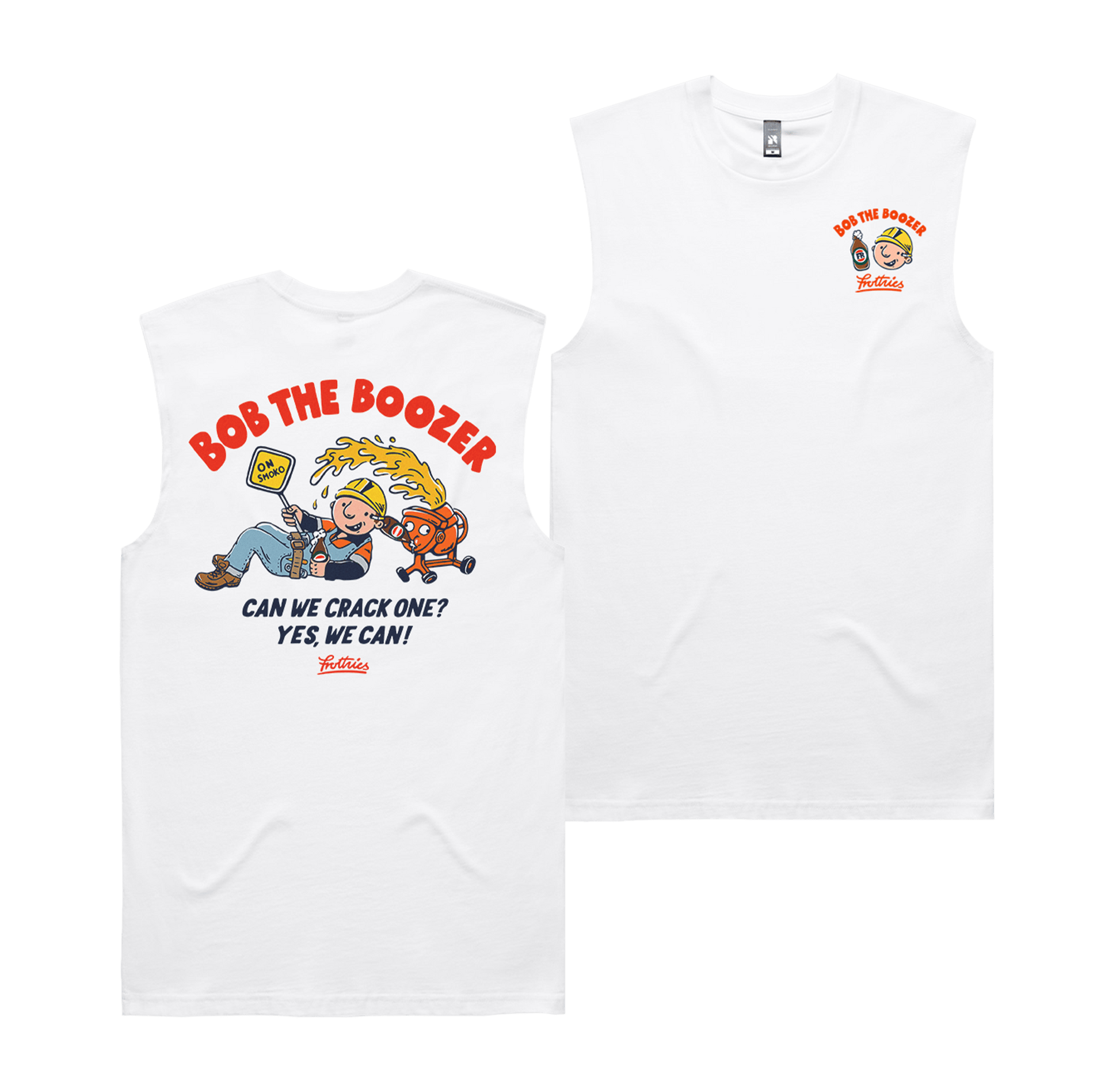 Bob The Boozer Muscle Tee White Muscle Tanks Frothies