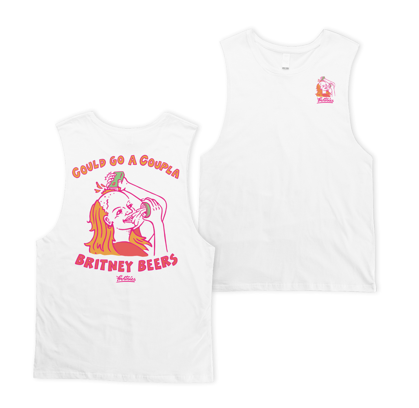 Britney Beers Muscle Tee White Muscle Tanks Frothies