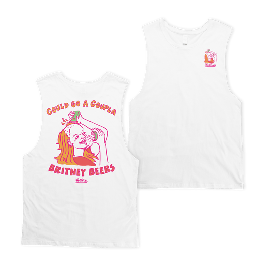 Britney Beers Muscle Tee White Muscle Tanks Frothies