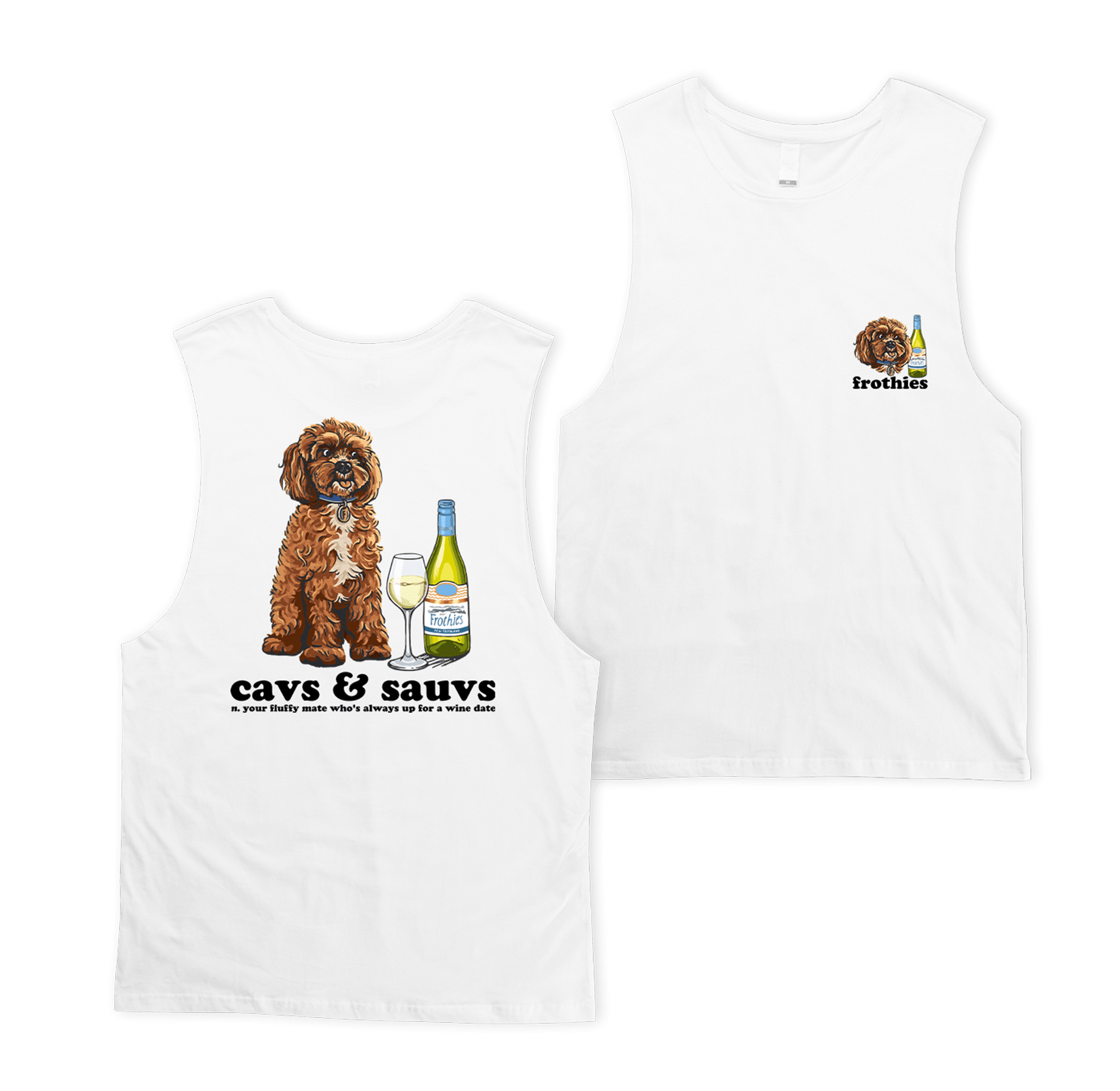 Cavs & Sauvs Muscle Tee White Muscle Tanks Frothies