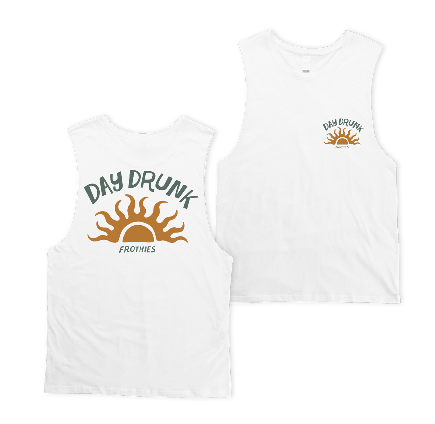 Day Drunk Muscle Tee White Muscle Tanks Frothies