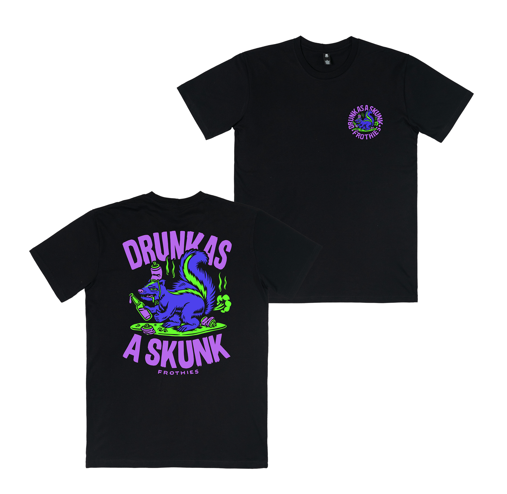Drunk Skunk Tee Black T-Shirt Frothies