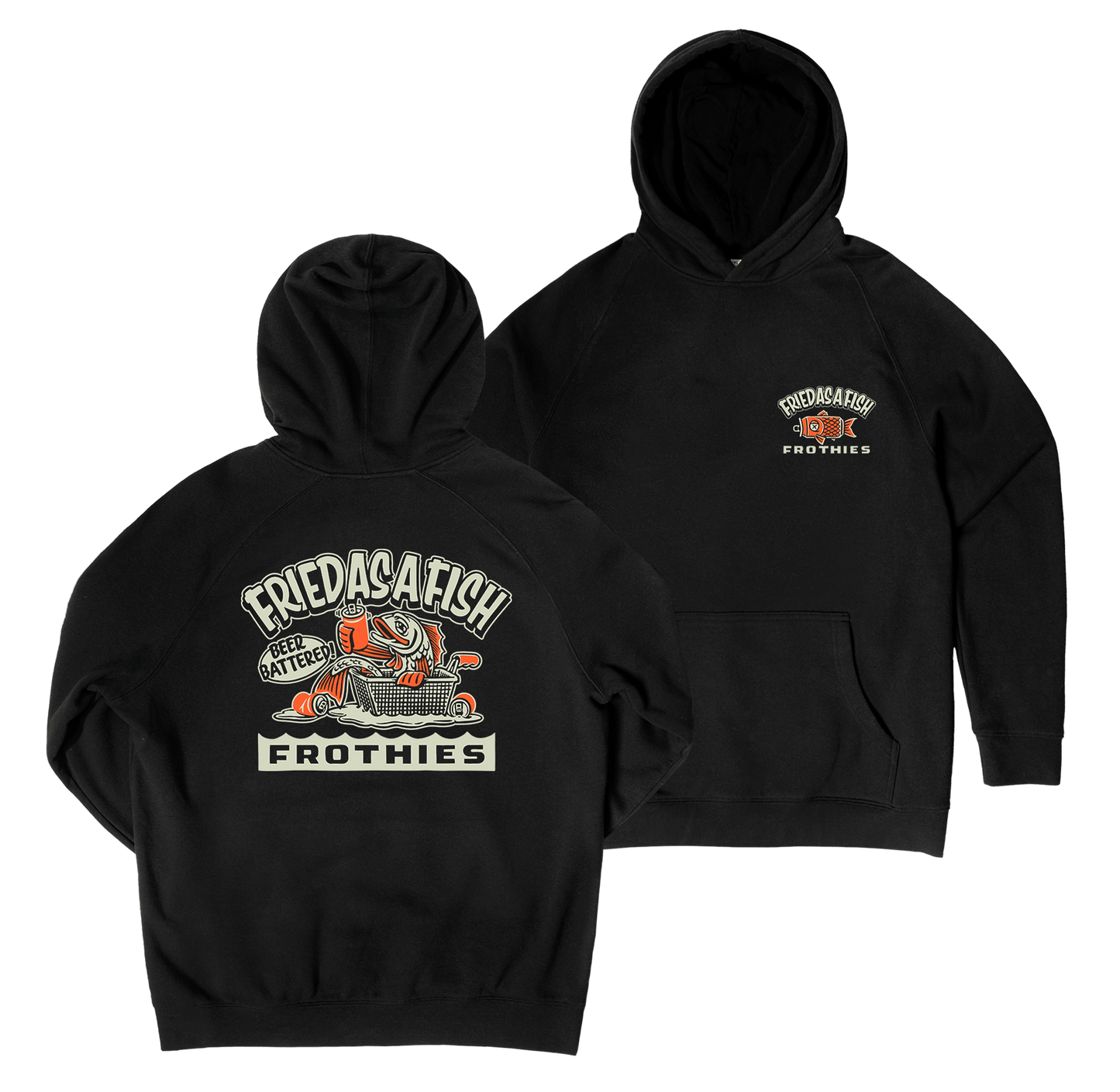 Fried As A Fish Hoodie Black Hoodie Frothies