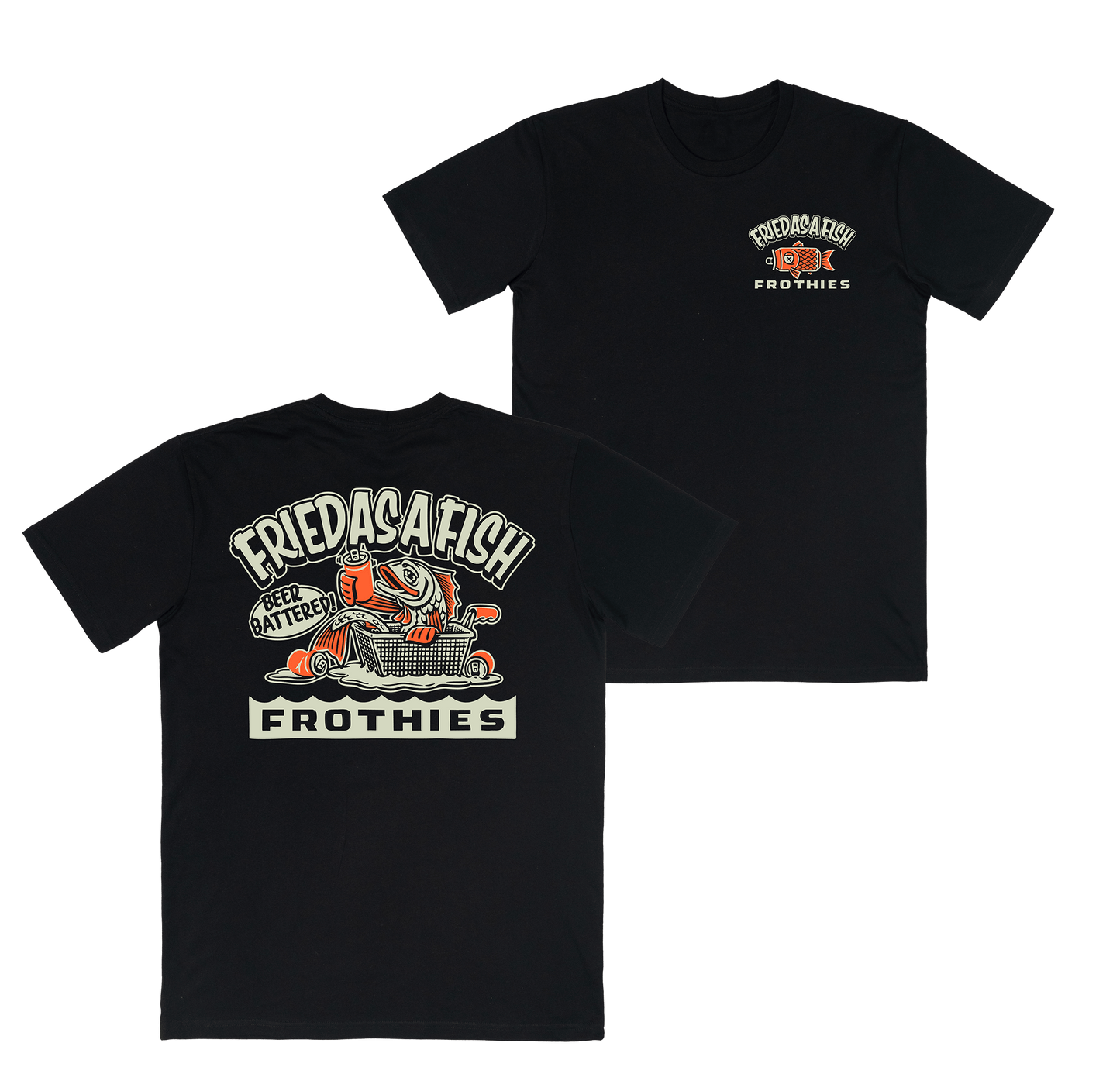 Fried As A Fish Tee Black T-Shirts Frothies