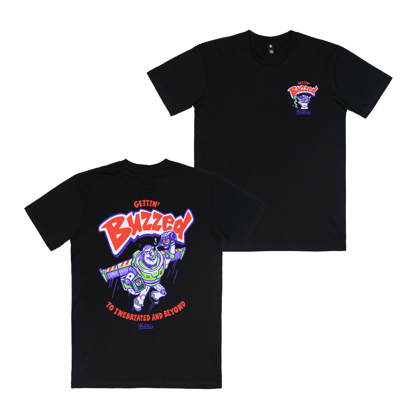 Gettin' Buzzed Tee Black T-Shirt Frothies