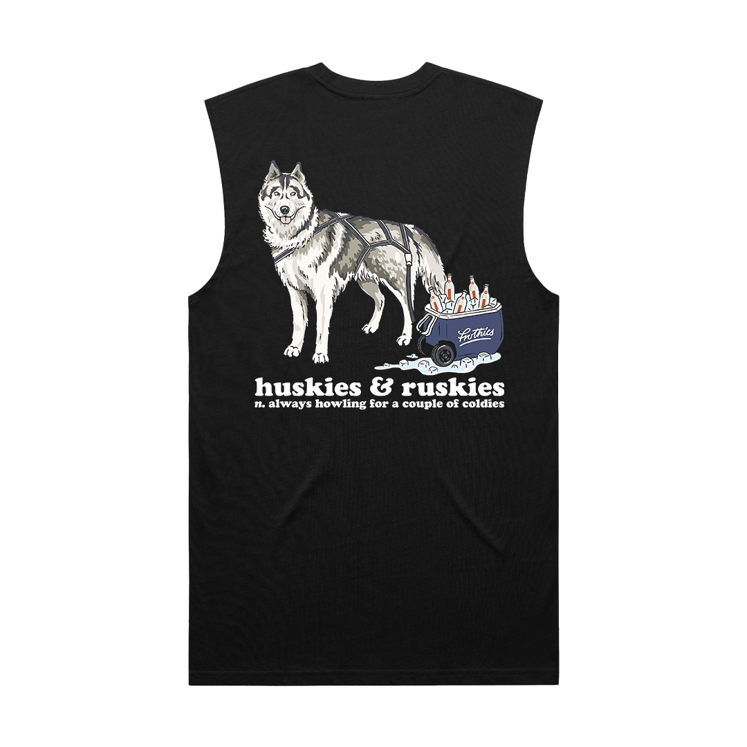 Huskies & Ruskies Muscle Tee Black T-Shirt Frothies