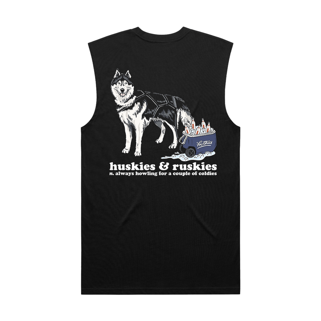 Huskies & Ruskies Muscle Tee Black T-Shirt Frothies