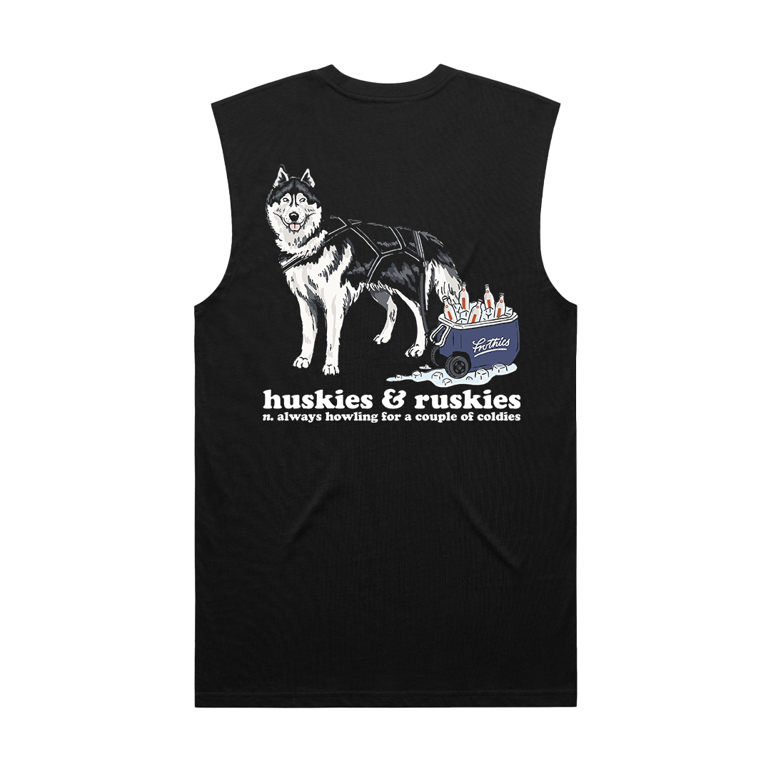 Huskies & Ruskies Muscle Tee Black T-Shirt Frothies