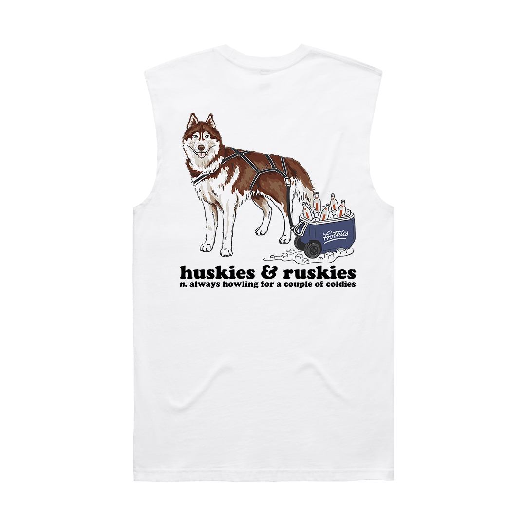 Huskies & Ruskies Muscle Tee White T-Shirt Frothies
