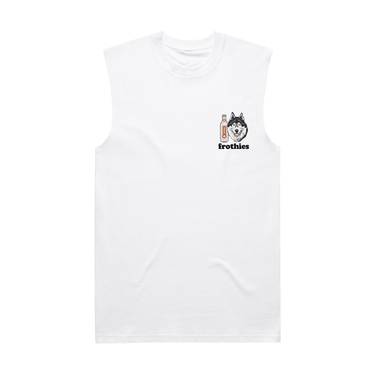 Huskies & Ruskies Muscle Tee White T-Shirt Frothies