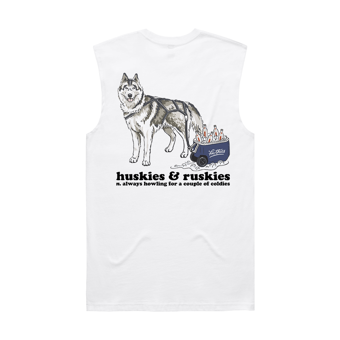 Huskies & Ruskies Muscle Tee White T-Shirt Frothies