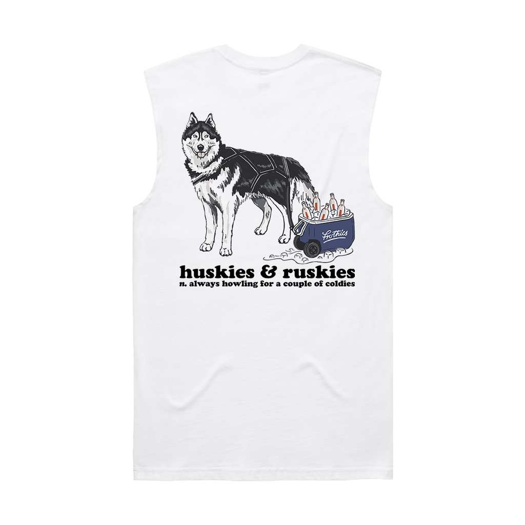 Huskies & Ruskies Muscle Tee White T-Shirt Frothies