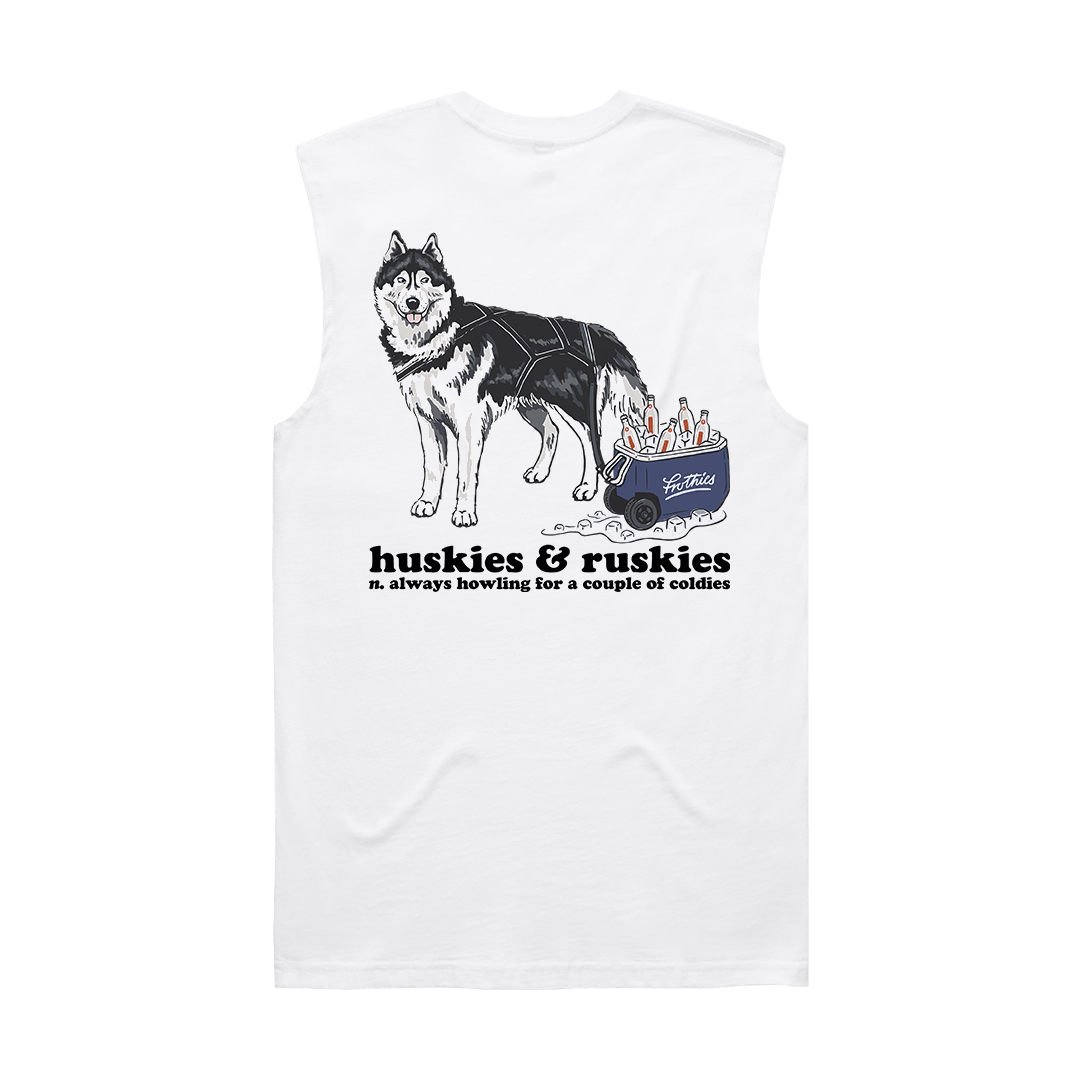 Huskies & Ruskies Muscle Tee White T-Shirt Frothies