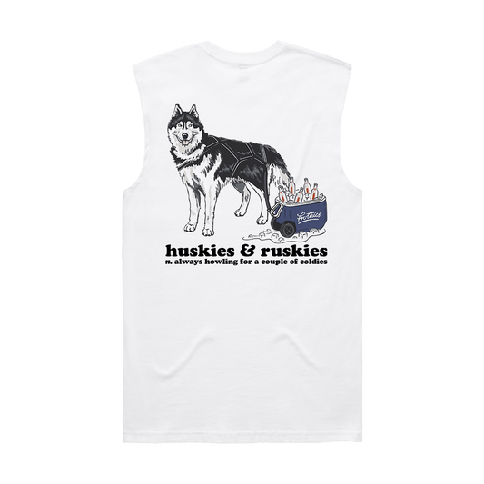 Huskies & Ruskies Muscle Tee White T-Shirt Frothies