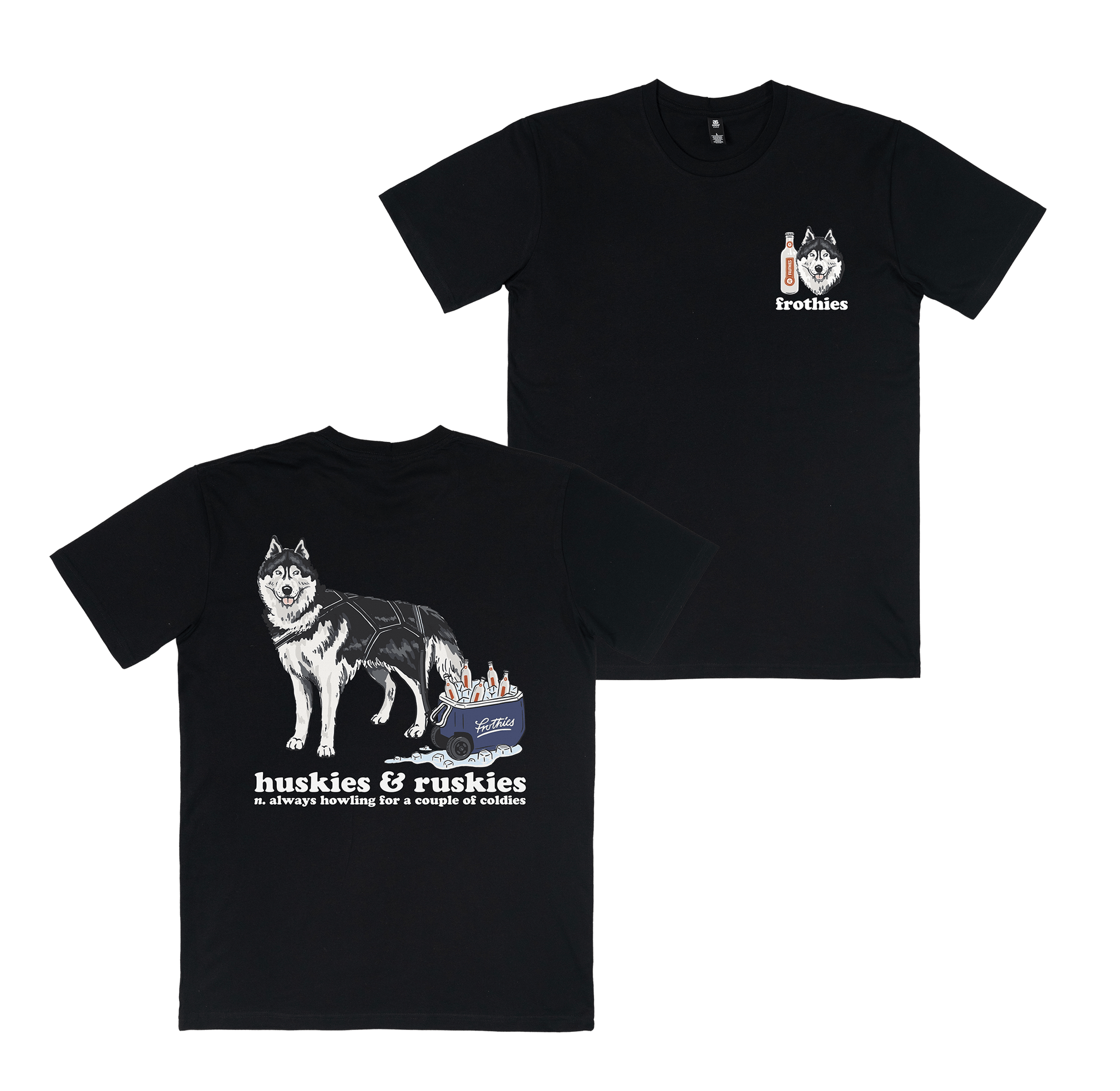 Huskies & Ruskies Tee Black T-Shirt Frothies