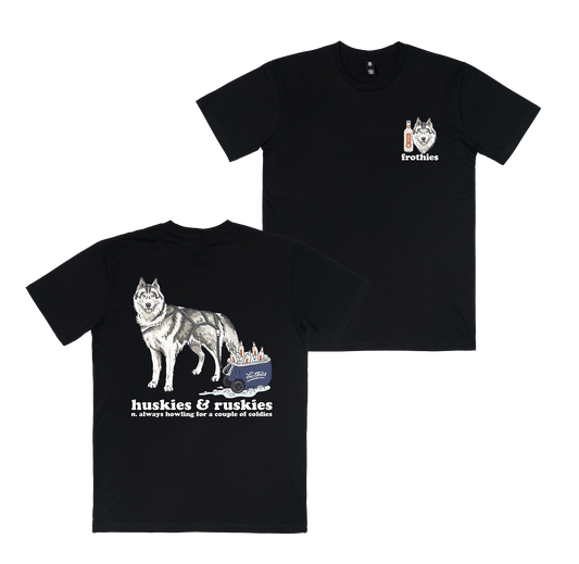 Huskies & Ruskies Tee Black T-Shirt Frothies