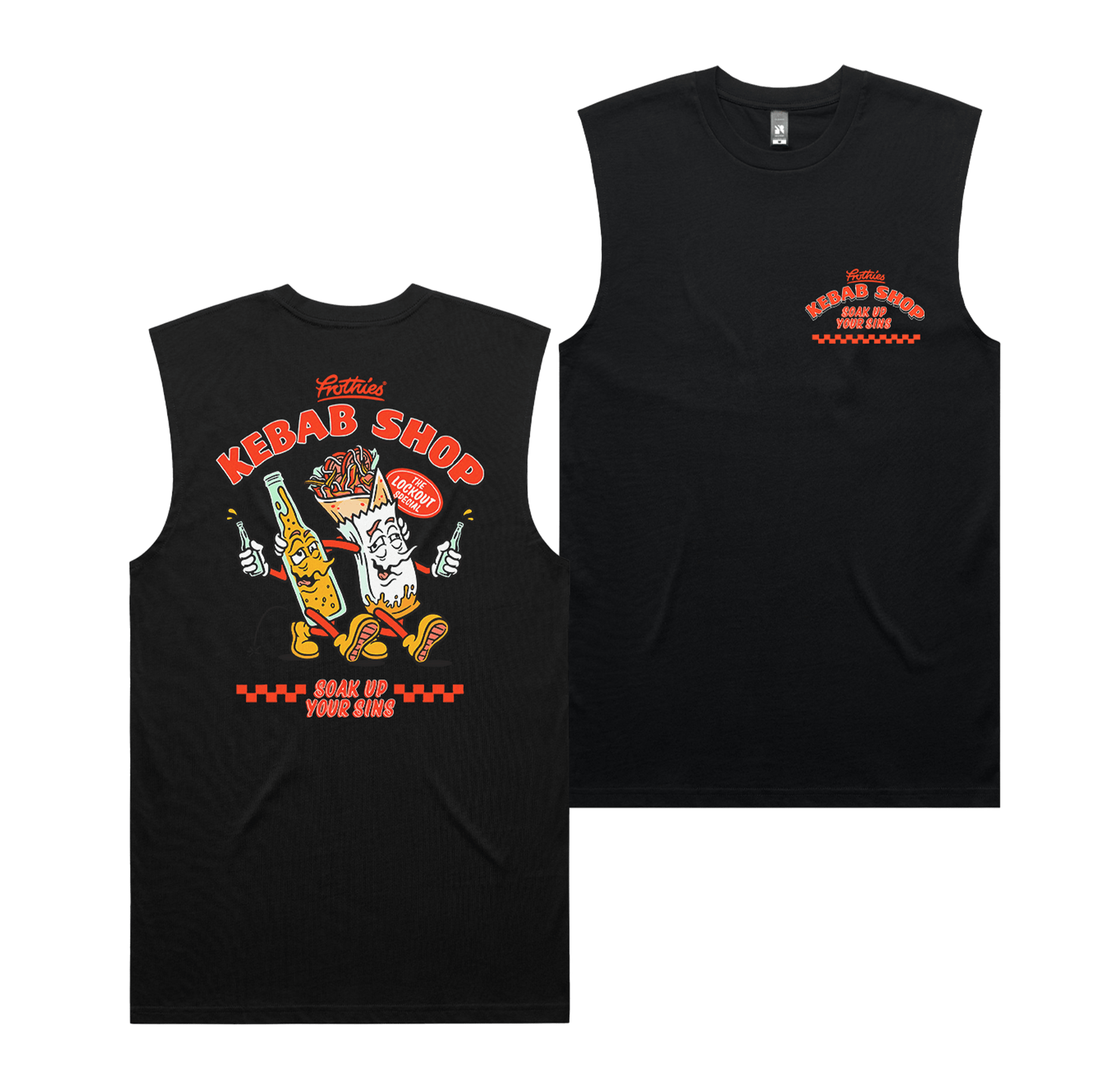 Kebab Shop Muscle Tee Black T-Shirt Frothies
