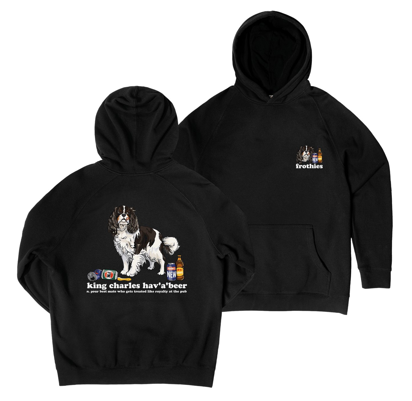 King Charles Hav'a'beer Hoodie Black Hoodie Frothies