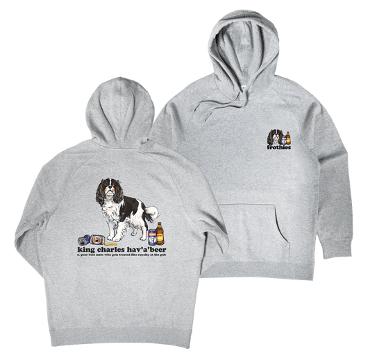 King Charles Hav'a'beer Hoodie Grey Hoodie Frothies