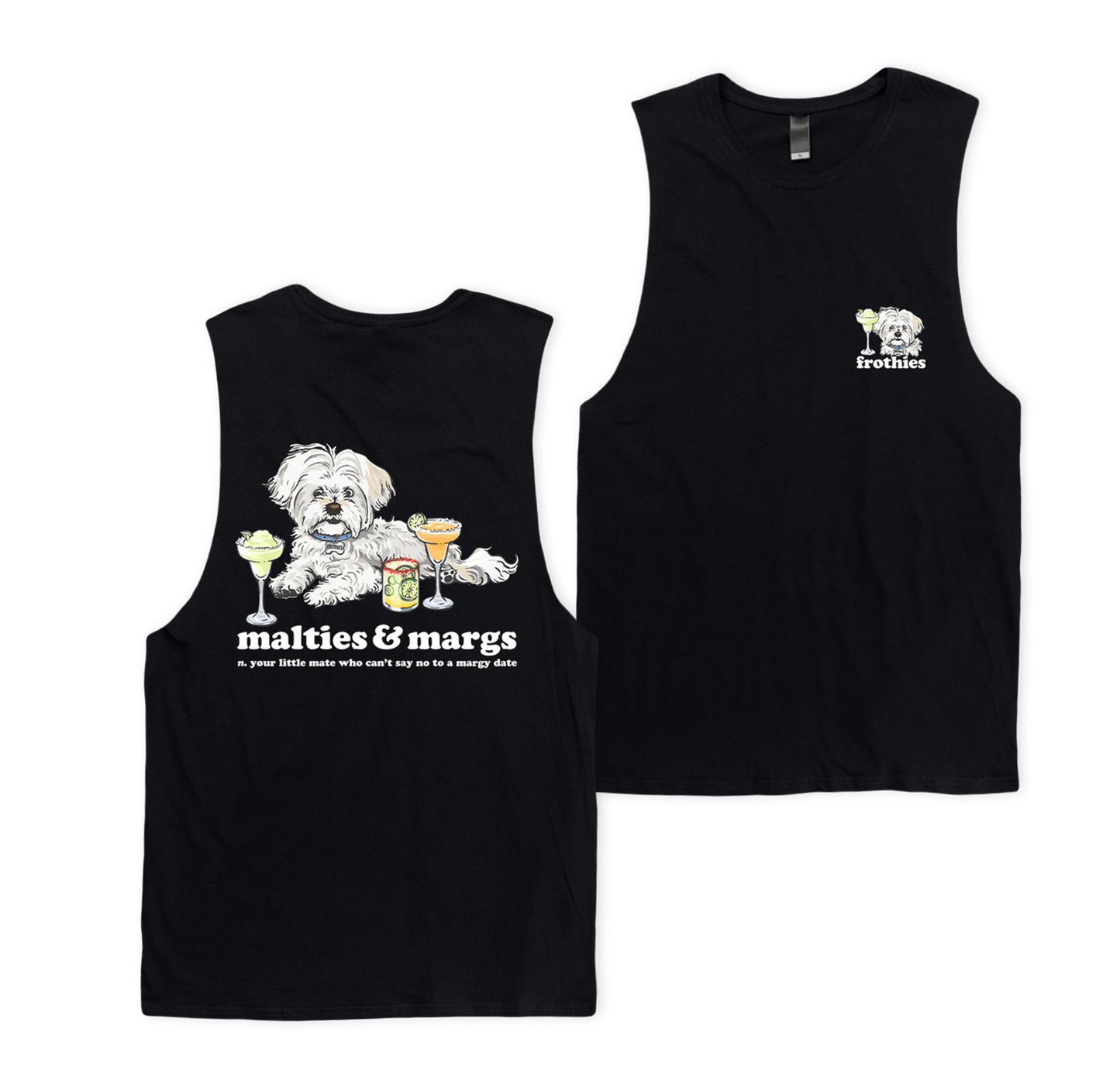 Malties & Margs Muscle Tee Black Muscle Tanks Frothies