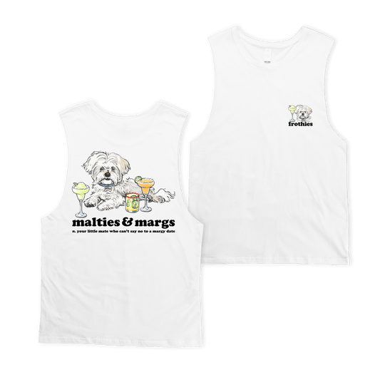 Malties & Margs Muscle Tee White Muscle Tanks Frothies