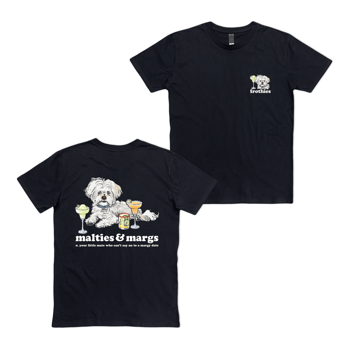 Malties & Margs Tee Black T-Shirts Frothies