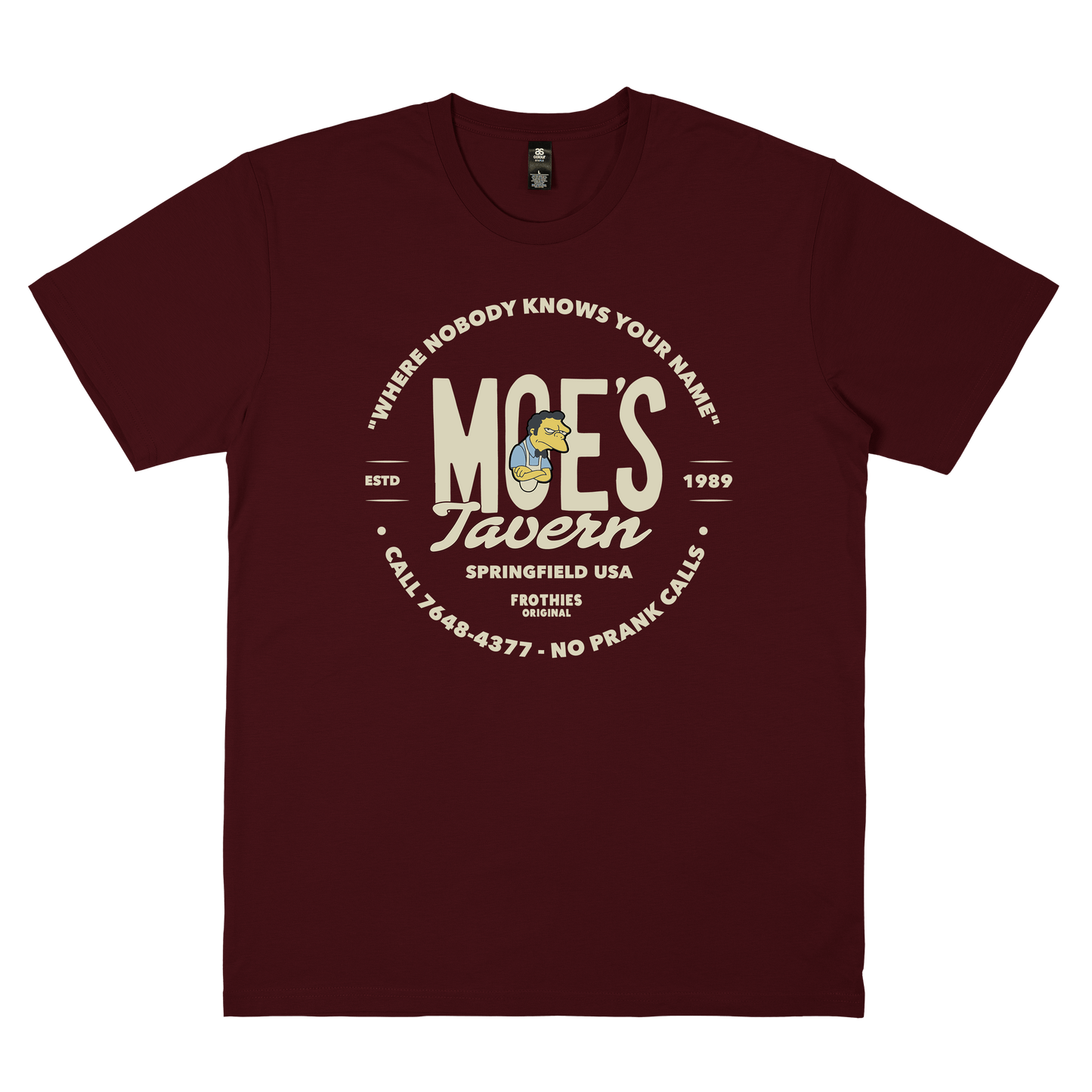 Moe's Tavern Tee Burgundy T-Shirt Frothies