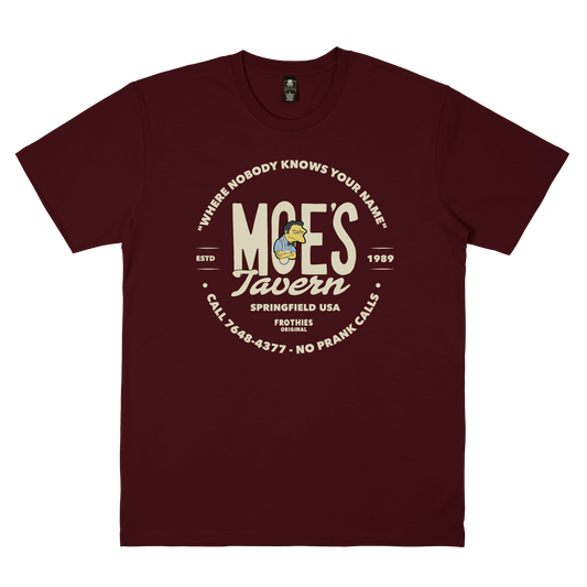 Moe's Tavern Tee Burgundy T-Shirt Frothies