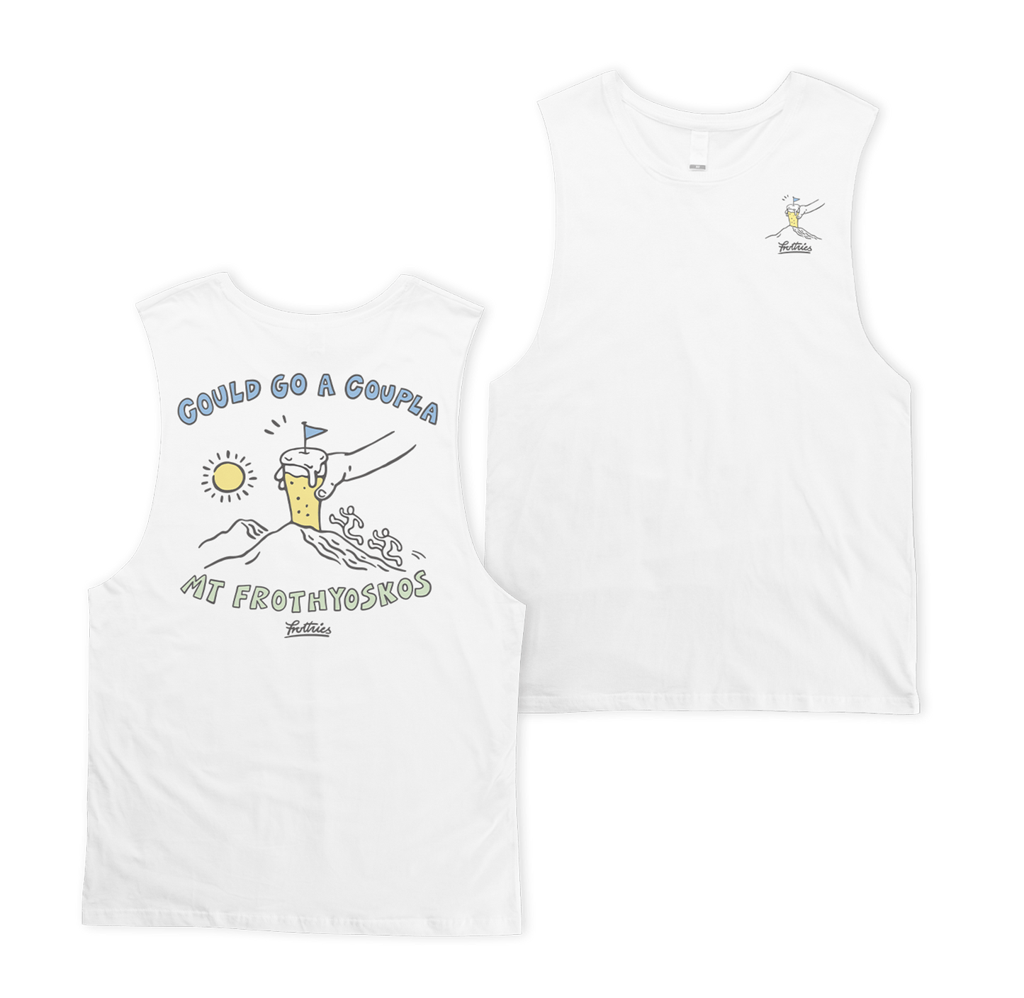 Mt Frothyosko Muscle Tee White Muscle Tanks Frothies