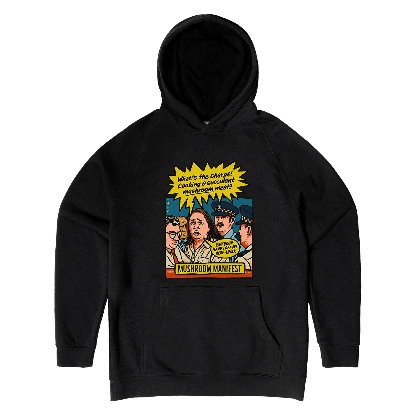 Mushroom Manifest Hoodie Black Hoodie Frothies