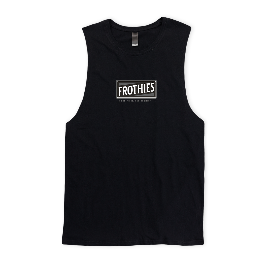 Old Froth Muscle Tee Black Muscle Tanks Frothies