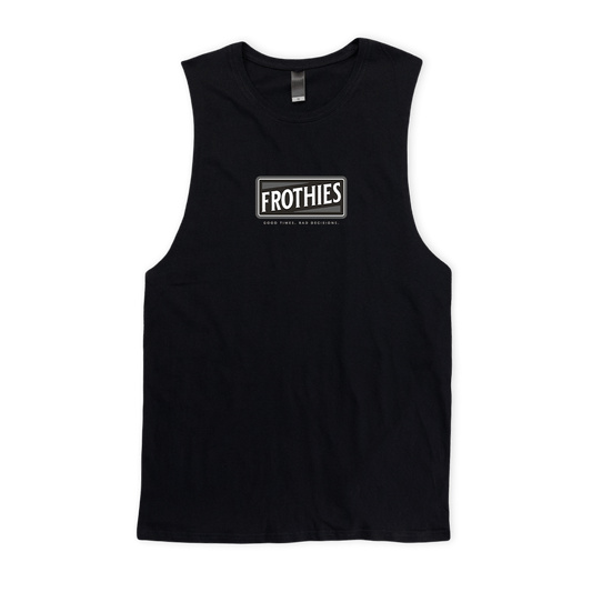 Old Froth Muscle Tee Black Muscle Tanks Frothies