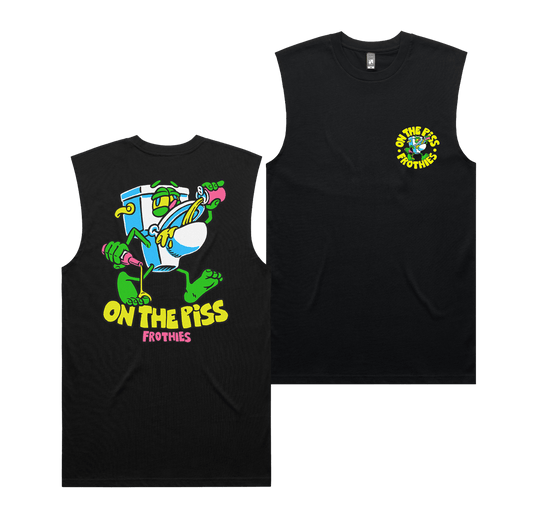 On the Piss Muscle Tee Black T-Shirt Frothies