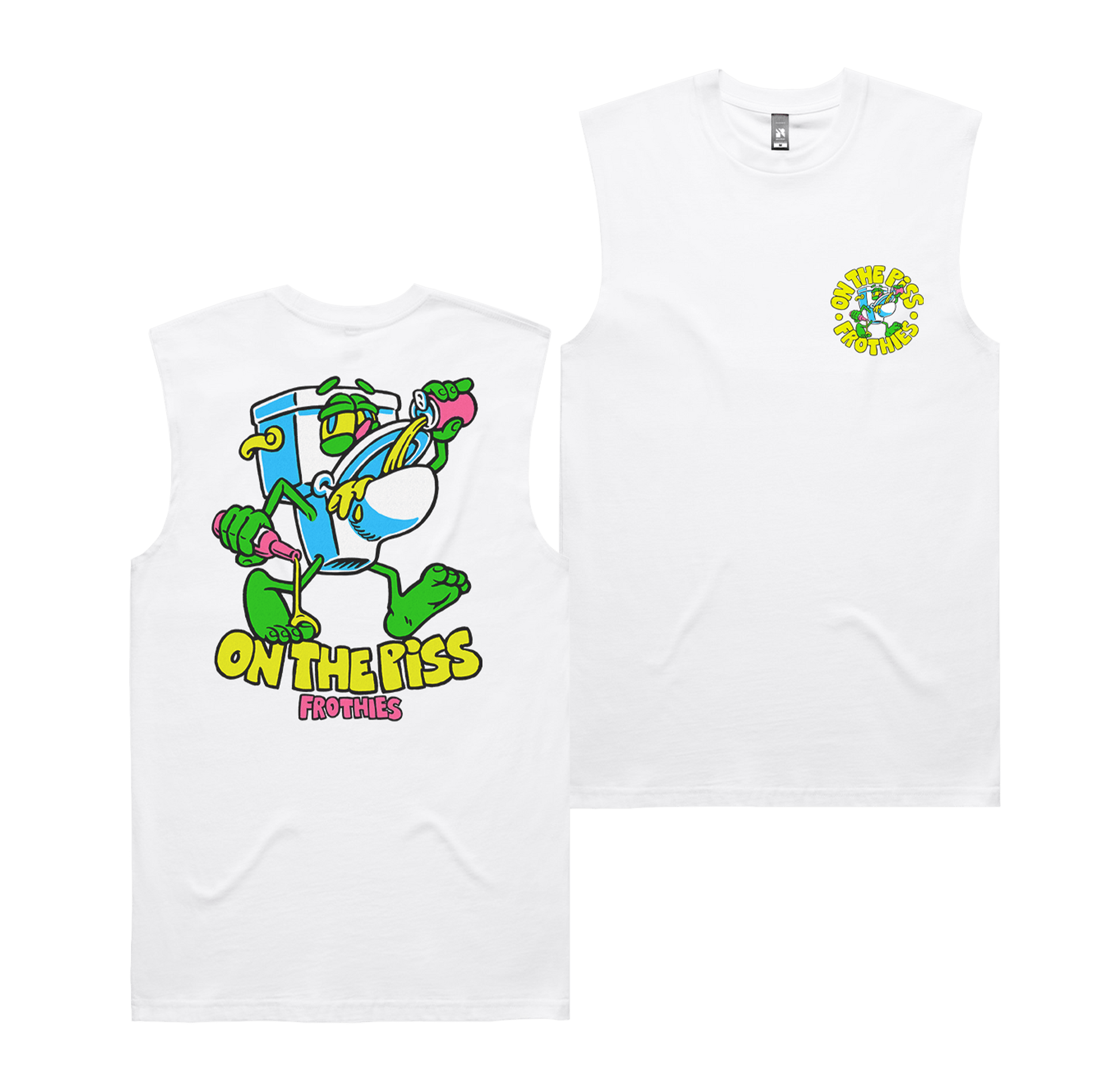 On the Piss Muscle Tee White T-Shirt Frothies