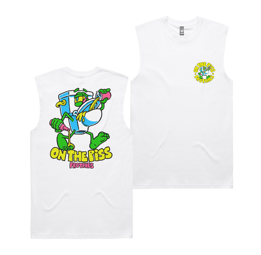 On the Piss Muscle Tee White T-Shirt Frothies