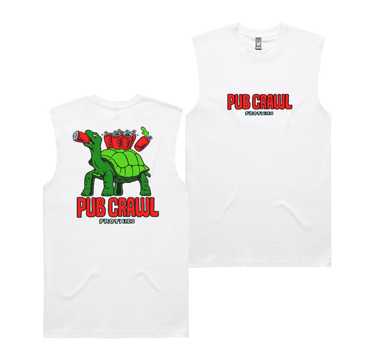 Pub Crawl Muscle Tee White T-Shirt Frothies