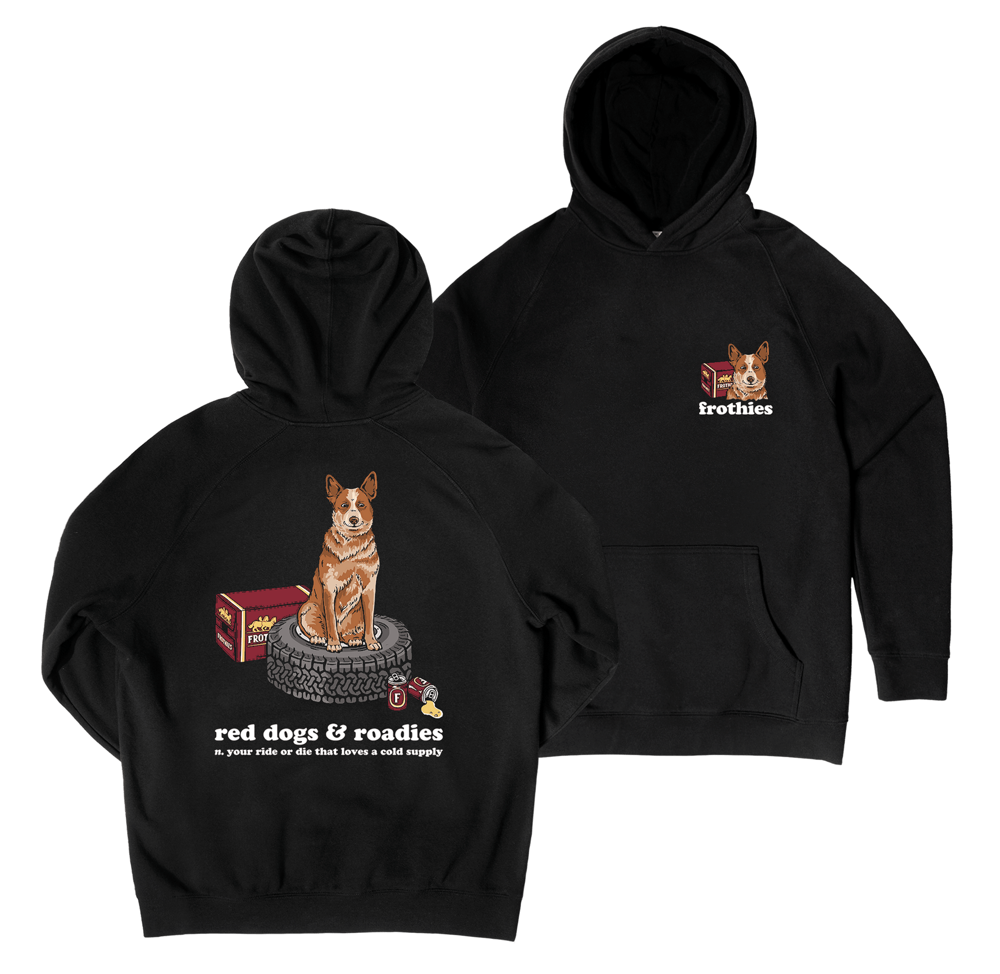 Red Dogs & Roadies Hoodie Black Hoodie Frothies