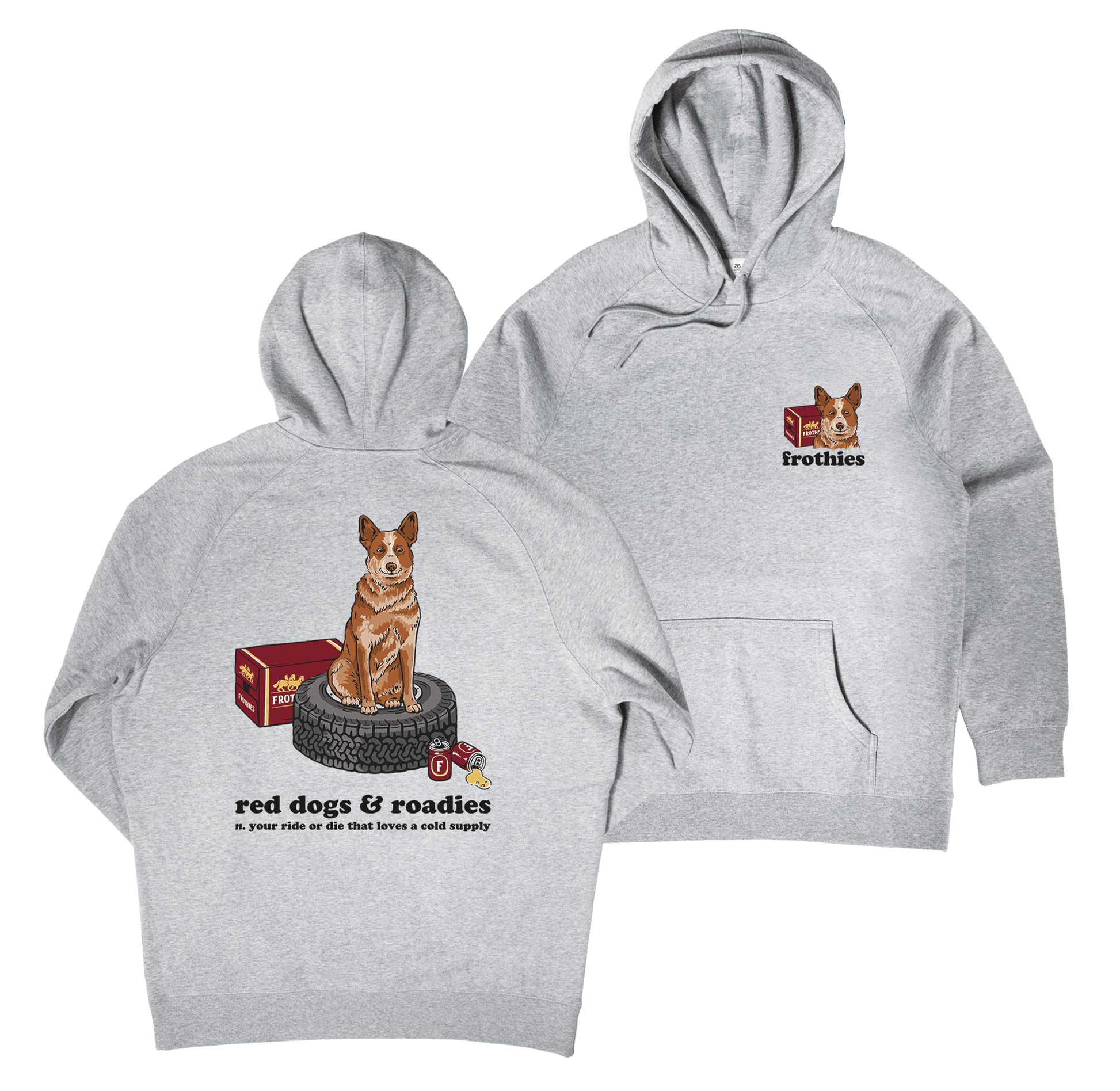 Red Dogs & Roadies Hoodie Grey Hoodie Frothies
