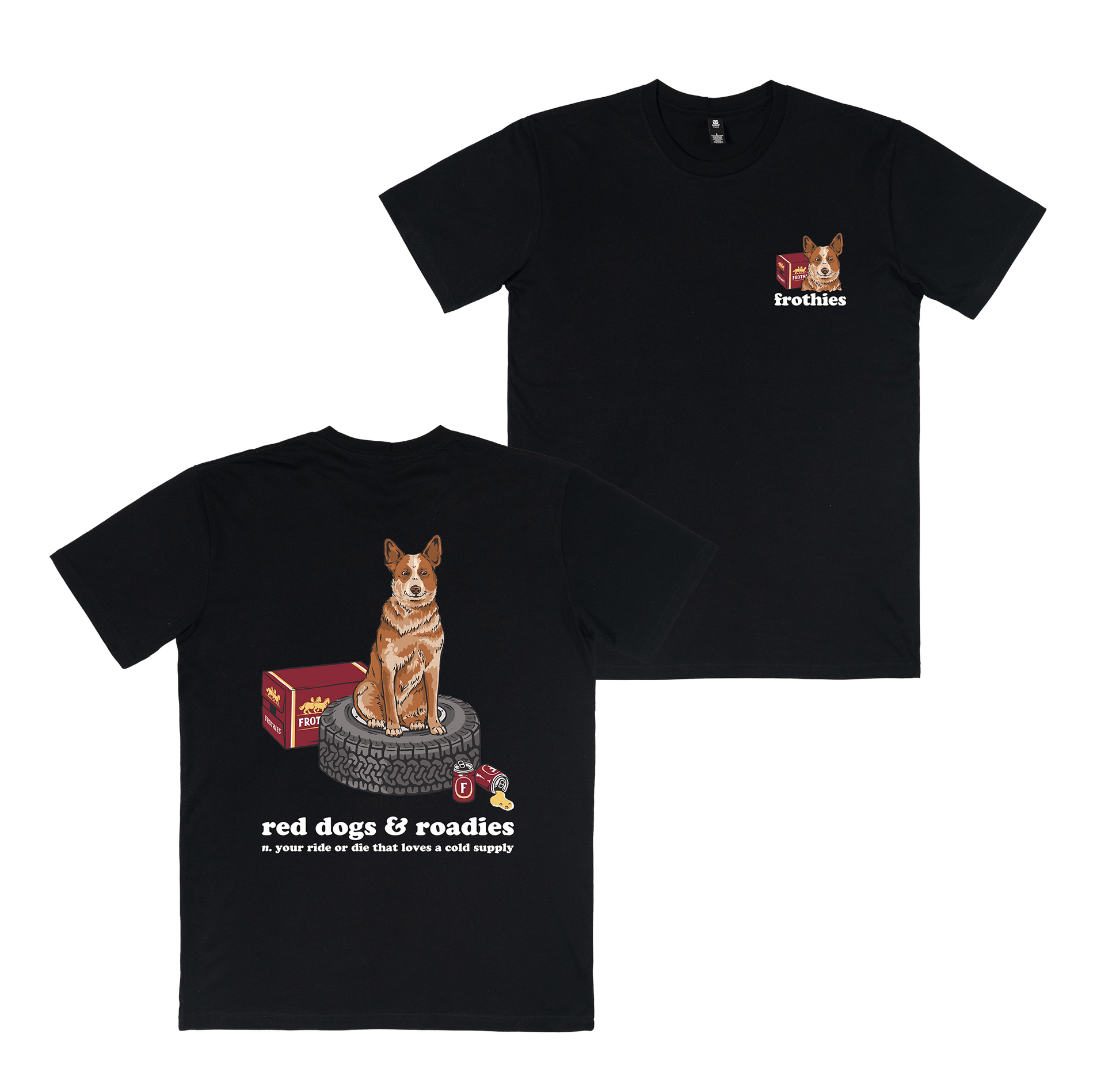 Red Dogs & Roadies Tee Black T-Shirt Frothies