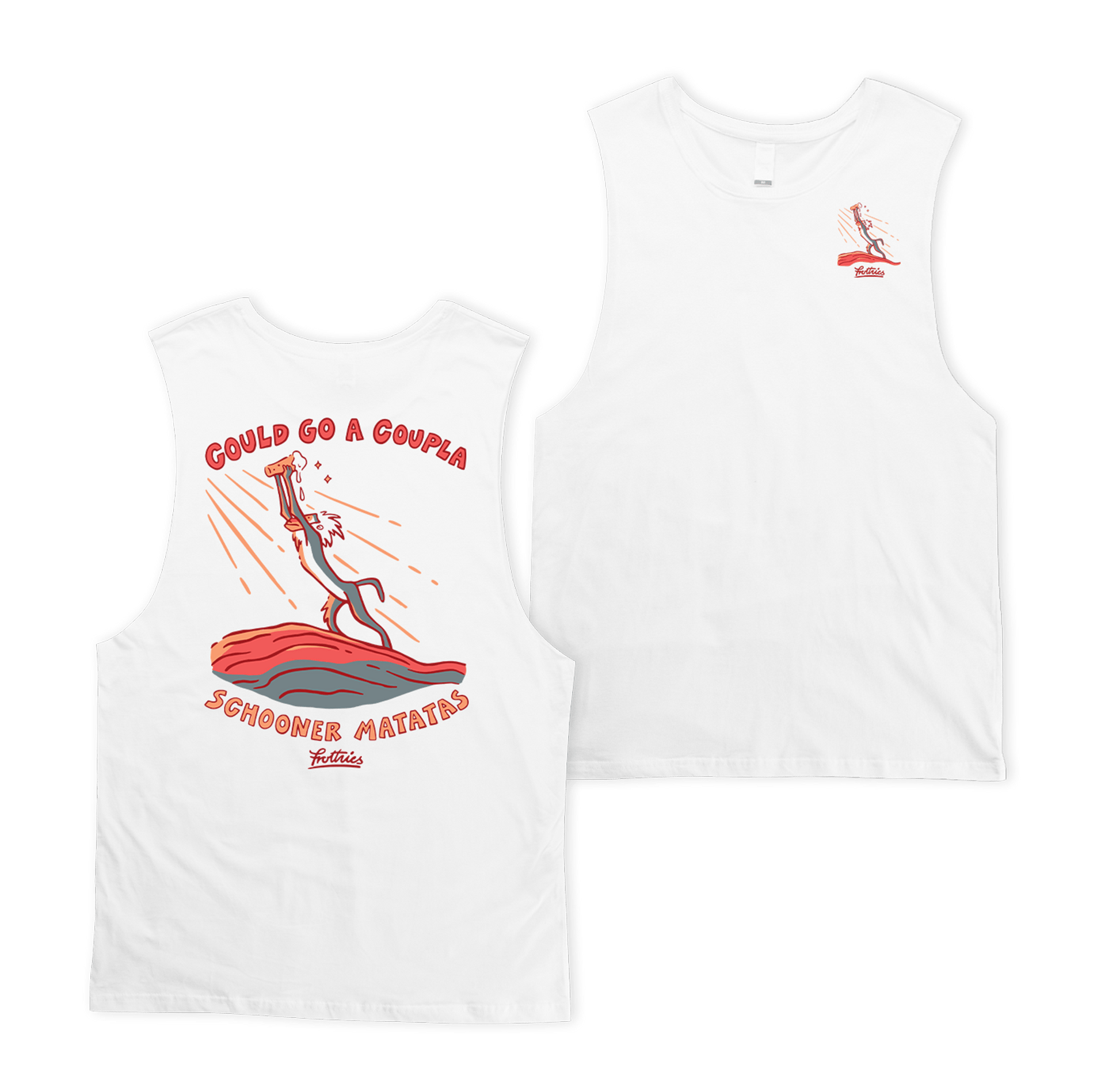 Schooner Matata Muscle Tee White Muscle Tanks Frothies