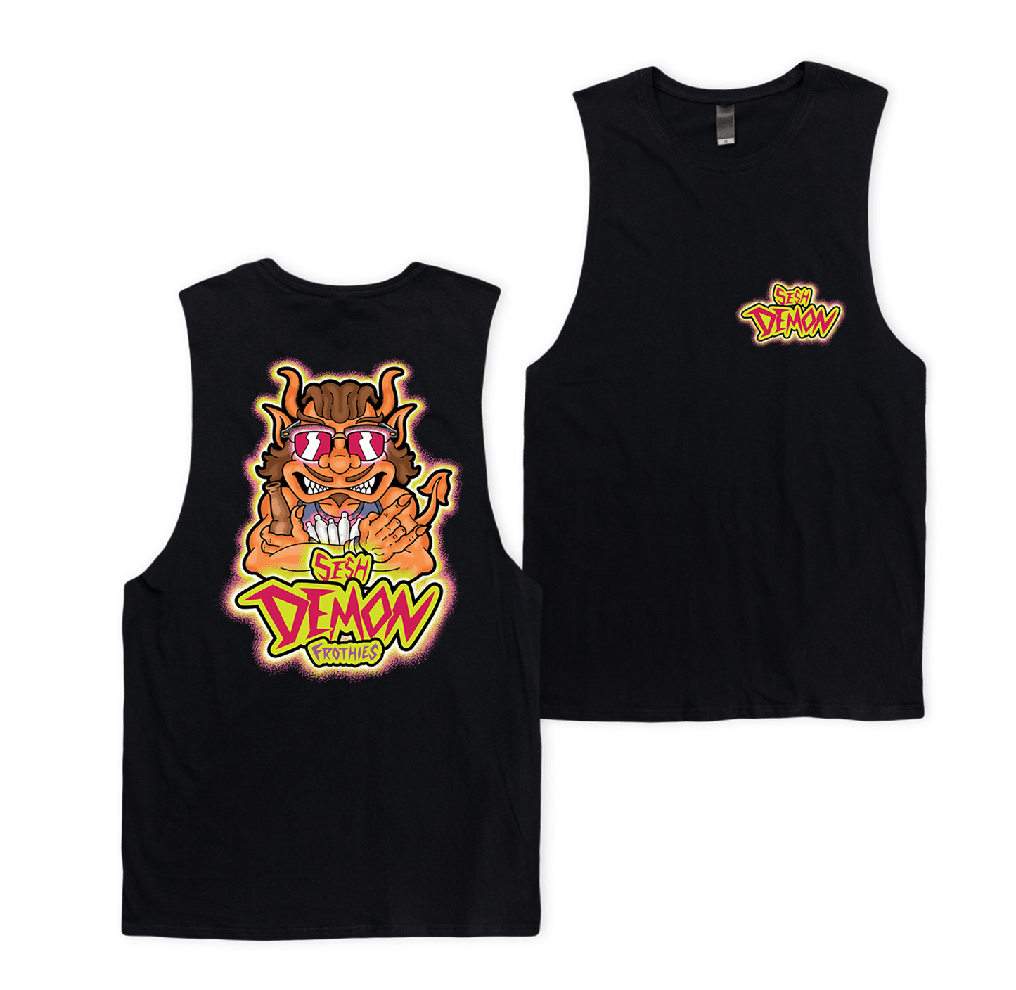 Sesh Demon Muscle Tee Black Muscle Tanks Frothies