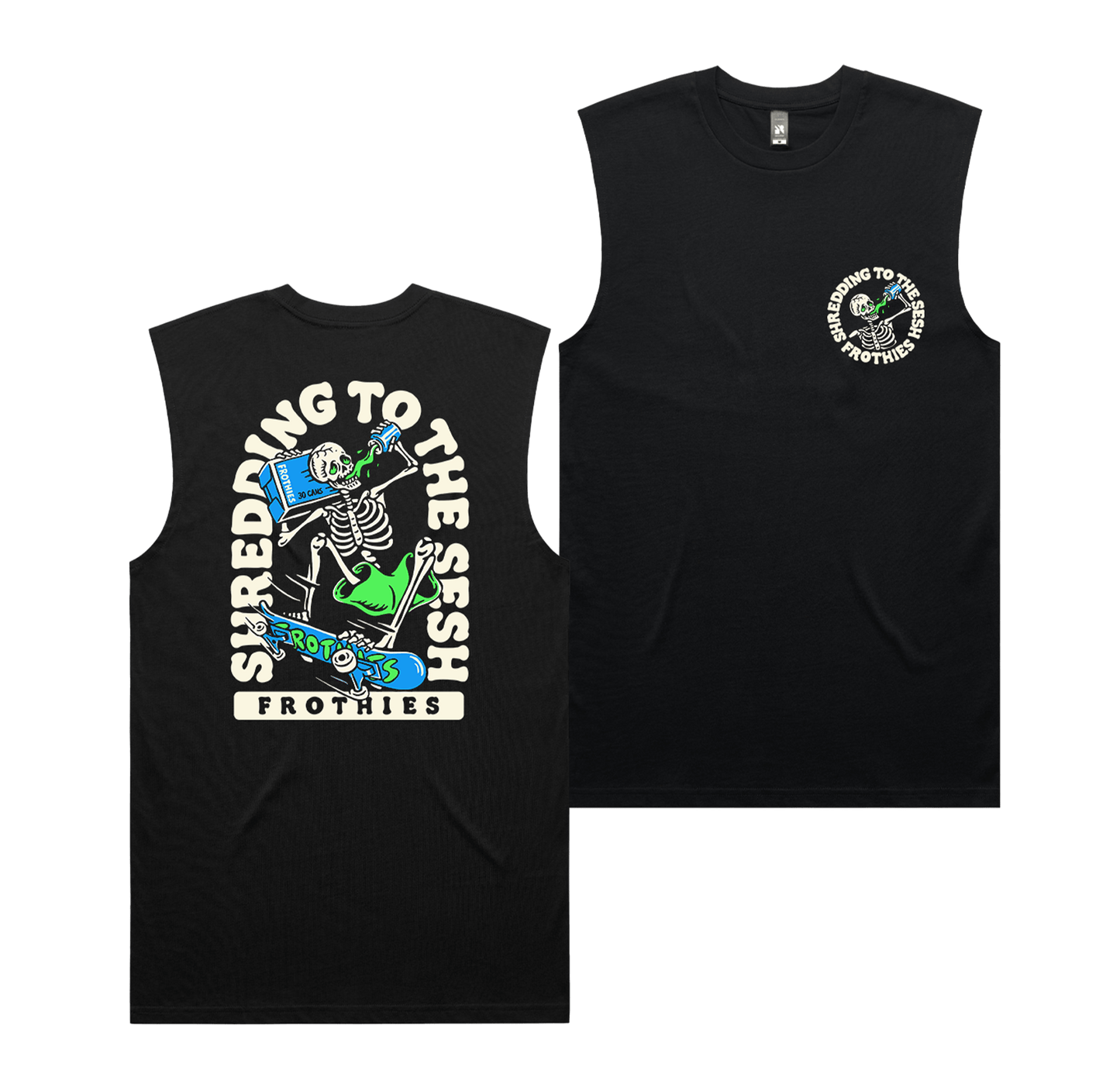 Sesh Shredding Muscle Tee Black T-Shirt Frothies