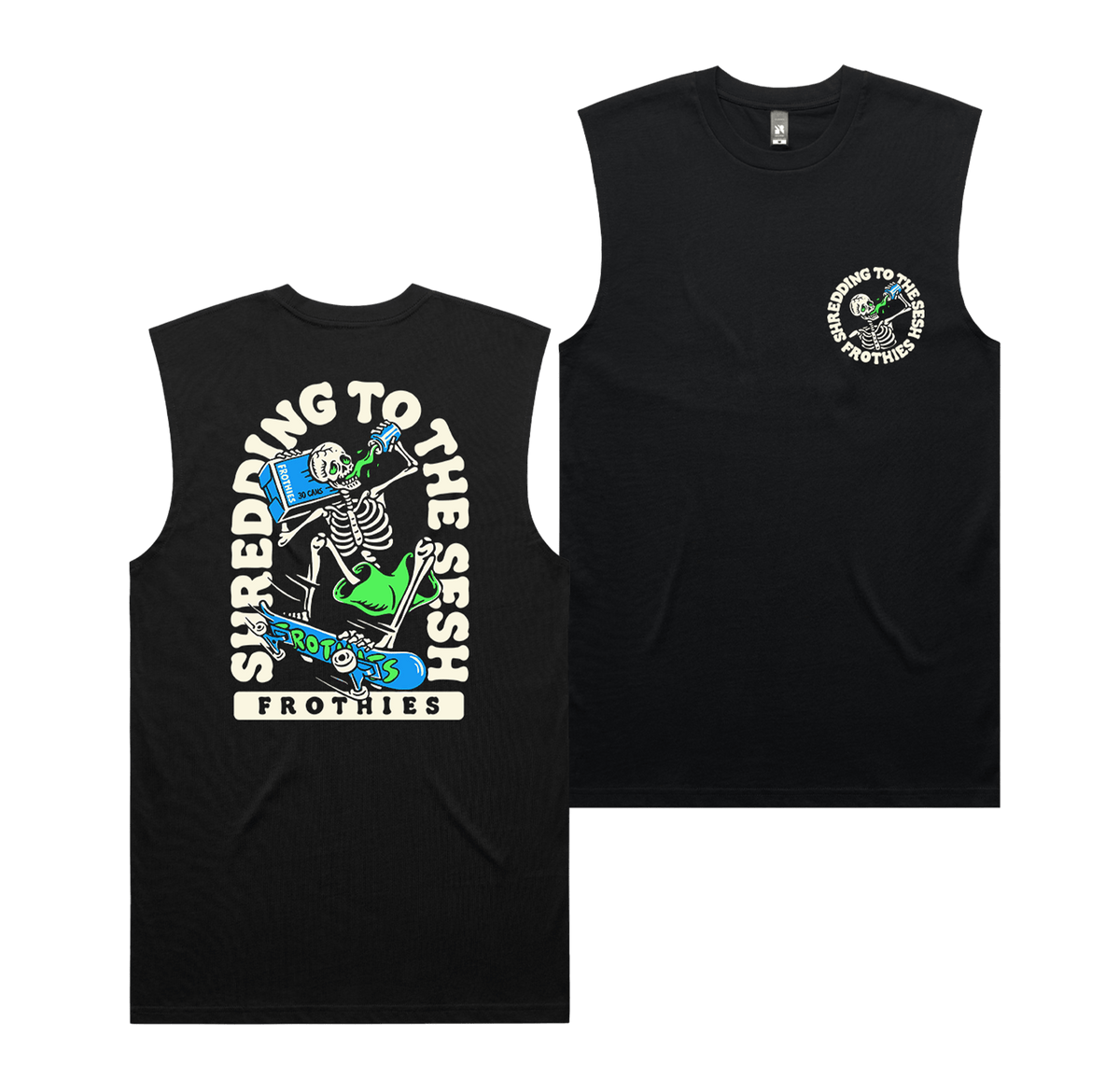 Sesh Shredding Muscle Tee Black T-Shirt Frothies