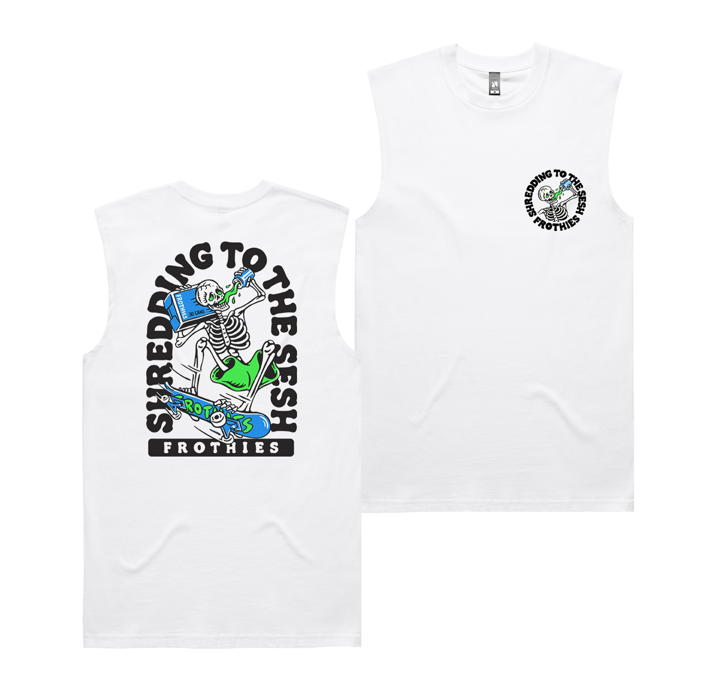 Sesh Shredding Muscle Tee White T-Shirt Frothies