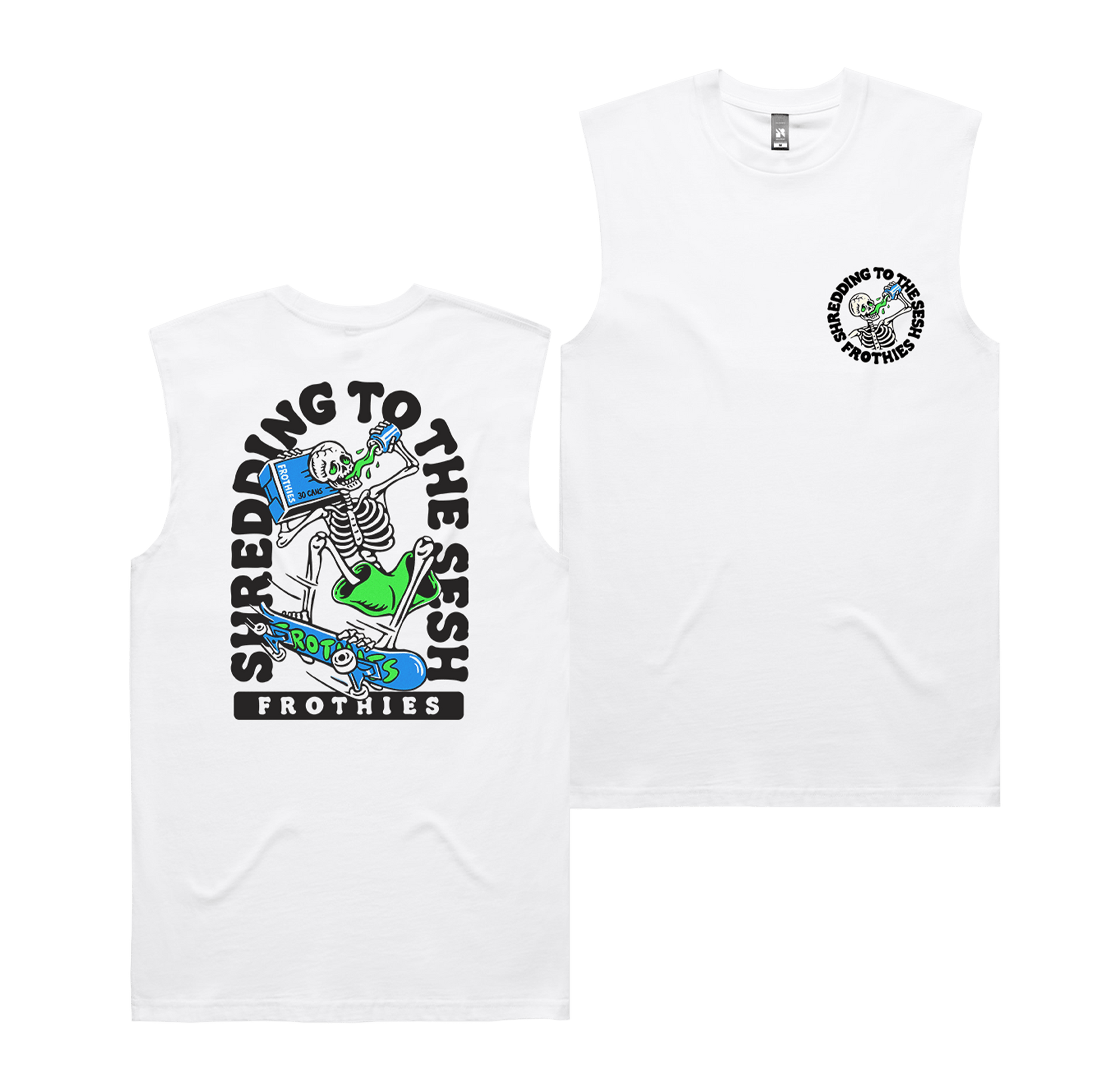 Sesh Shredding Muscle Tee White T-Shirt Frothies