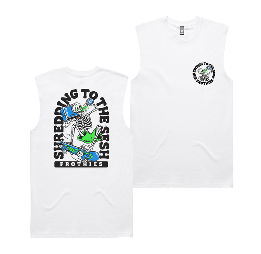 Sesh Shredding Muscle Tee White T-Shirt Frothies