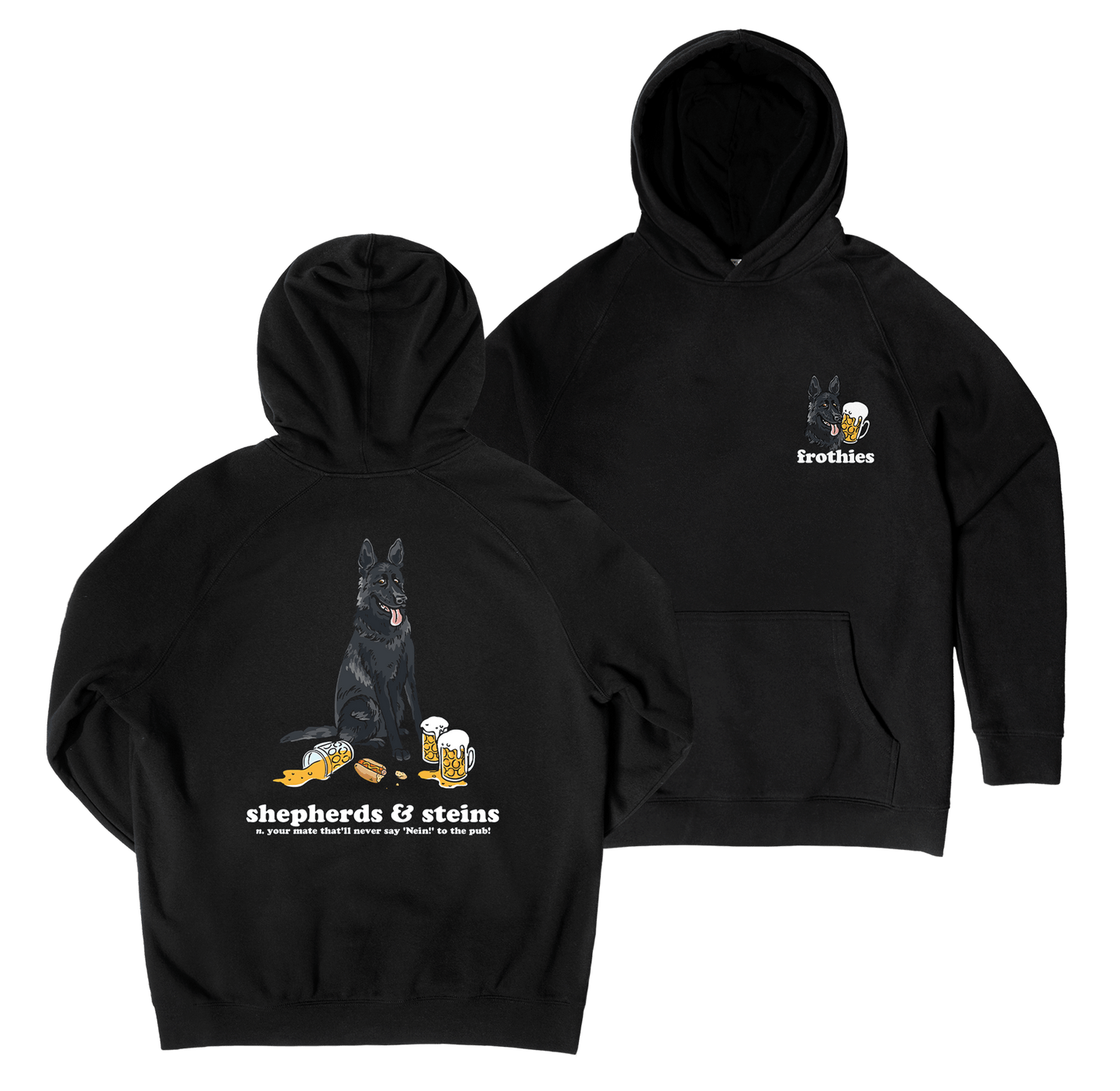 Shepherds and Steins Hoodie Black Hoodie Frothies