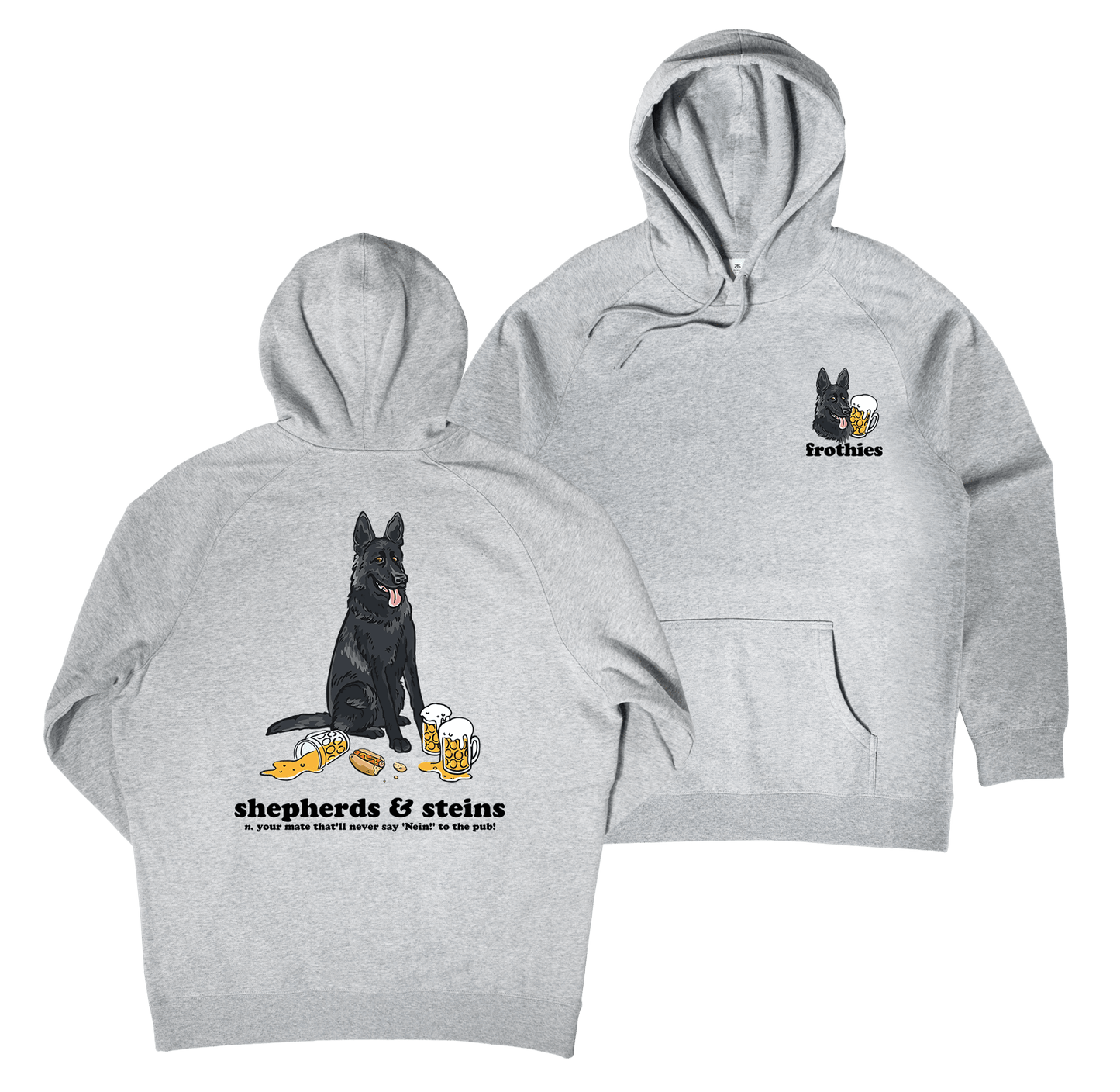 Shepherds and Steins Hoodie Grey Hoodie Frothies